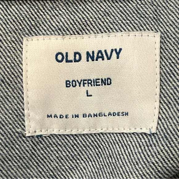 Old Navy Boyfriend Trucker Denim Jean Jacket Womens Size Large Blue - Picture 4 of 11